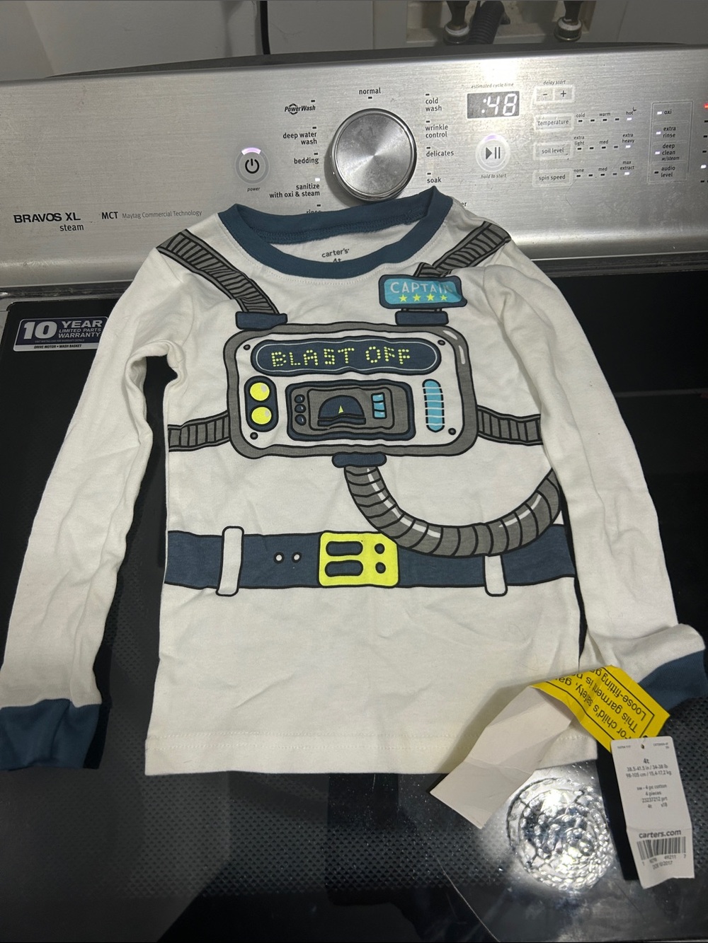 Boys 4t new nwt 100% cotton pajama top shirt long sleeve blast off astronaut